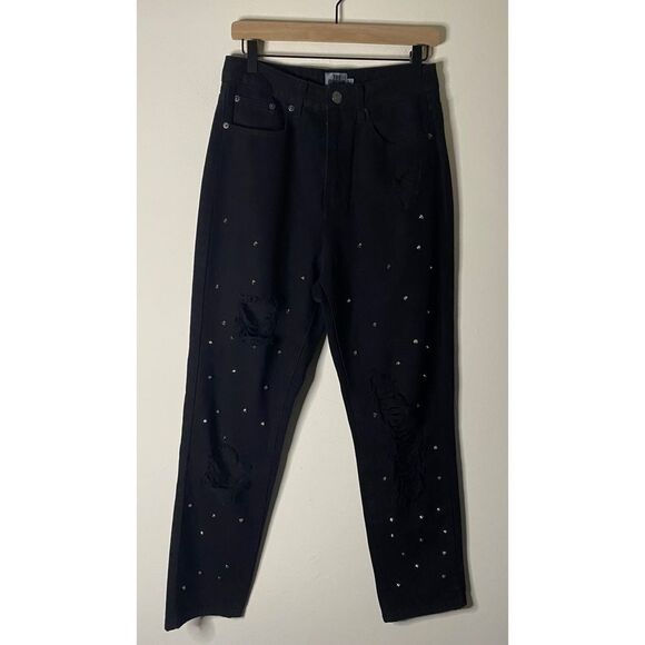 The Rockn Rev Black Ripped Studded Boyfriend Jeans - Picture 1 of 9